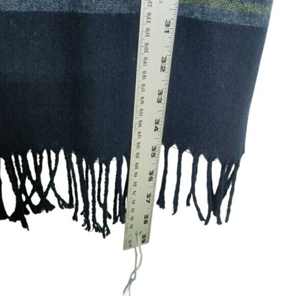 Woven Maxi Skirt With Fringe Hem & Ethnic Pattern Design Size 10 Polyester & Woo - Picture 7 of 9